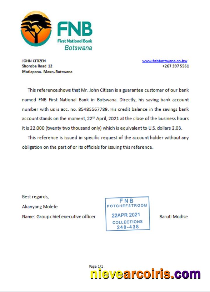 Botswana FNB of Botswana reference
